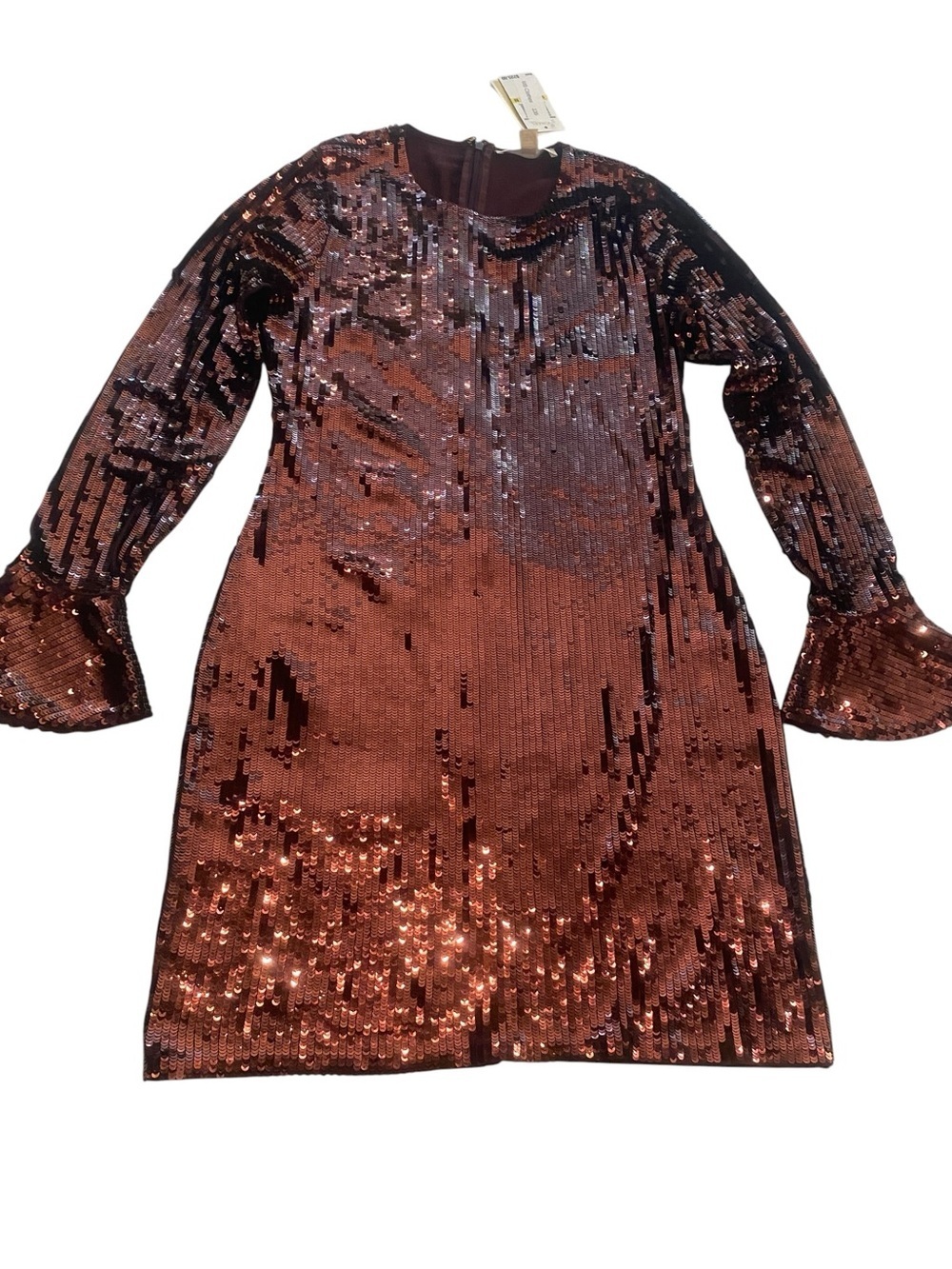 Michael Kors Women’s Sequin Long Bell Sleeve Party Metallic Mini Dress new M - Picture 6 of 16
